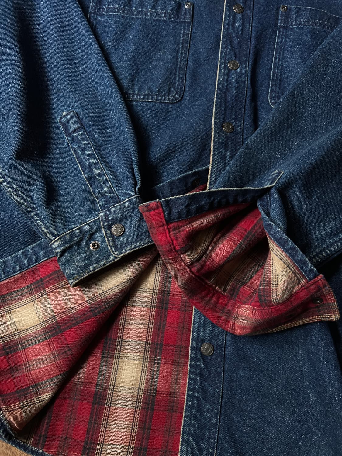 [L]엘엘빈 USA 아웃도어 체크 라이닝 데님 셔츠 상품이미지5