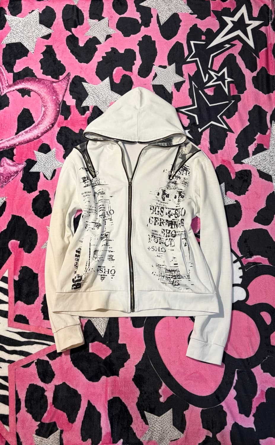 Y2K lettering zipper detail hoodie-zip 상품이미지1