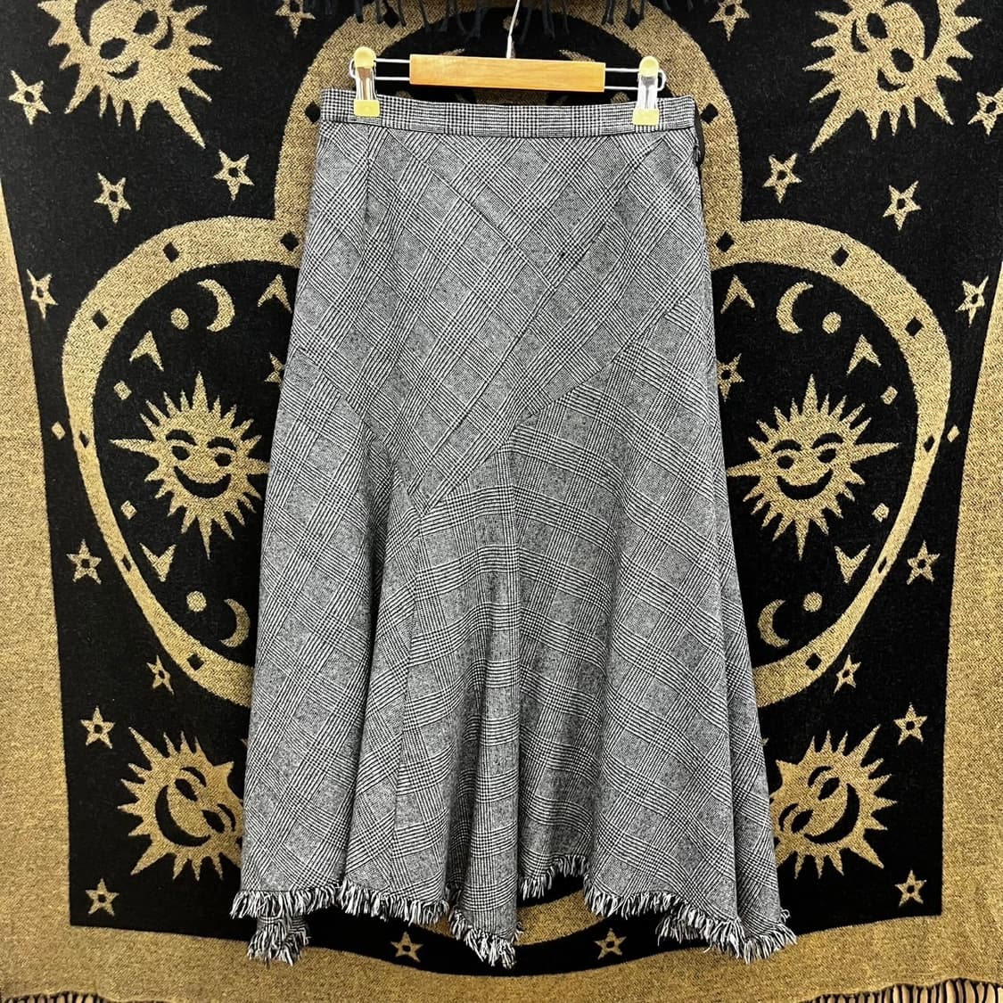 빈티지 모직 헤링본 에스닉 태슬 언발 롱스커트 K0084 상품이미지3