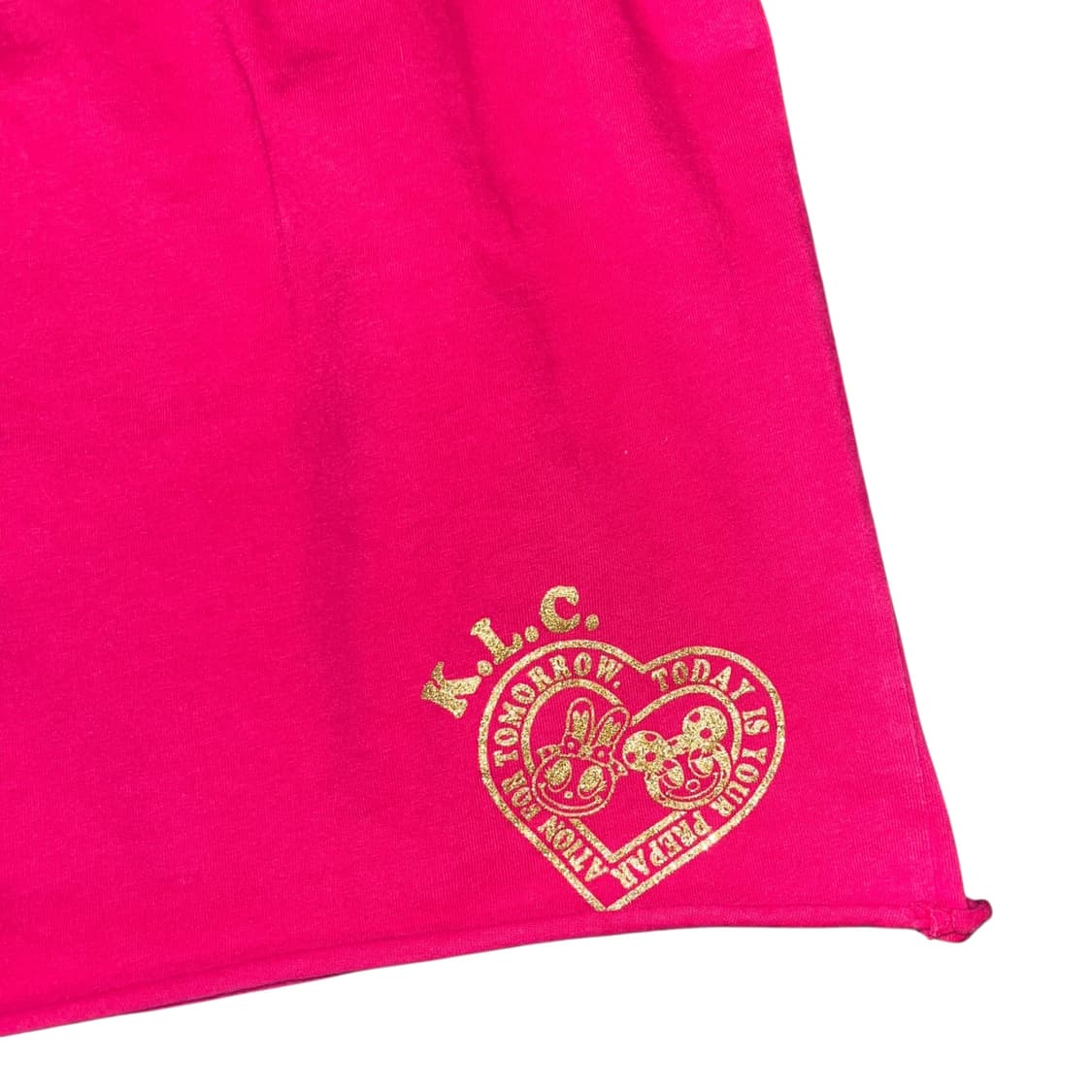 k.L.C. 핑크 캐릭터 체크 퍼프 반팔 키치 갸루 펑크 상품이미지5