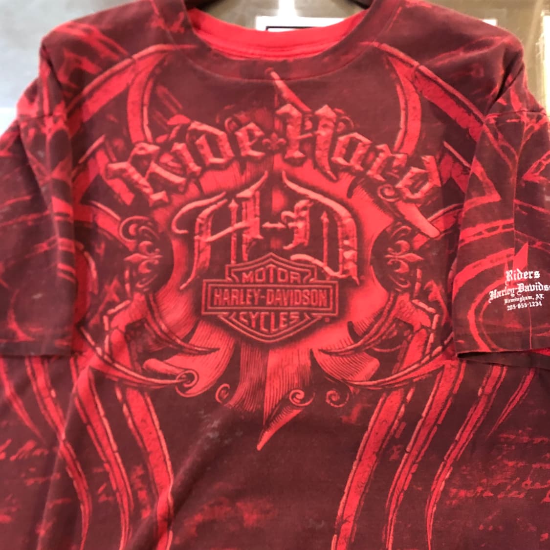 [NO.9] 할리데이비슨 y2k 버건디 반팔 티셔츠 상품이미지3