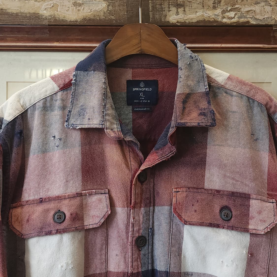 90s 빈티지 체크셔츠 헤비 플란넬 워크셔츠 썬페이딩 빅체크 xl 상품이미지3