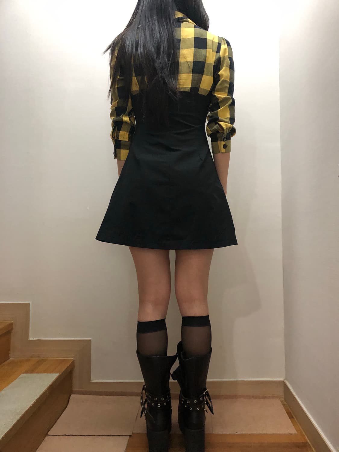 빈티지 펑크 옐로우 체크 원피스 상품이미지9