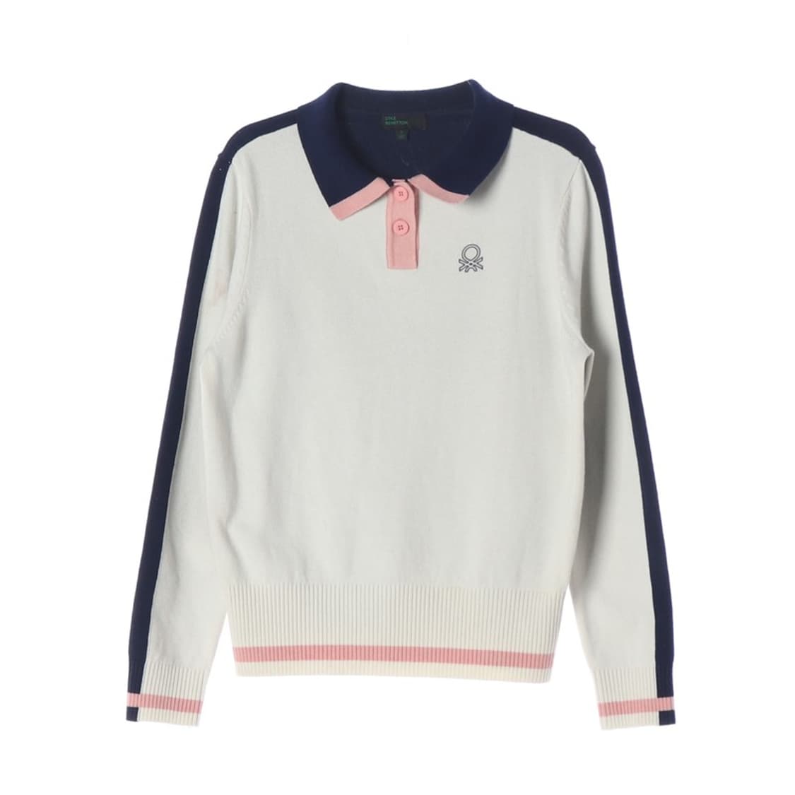 베네통 로고 자수 배색 카라 니트 S 상품이미지1
