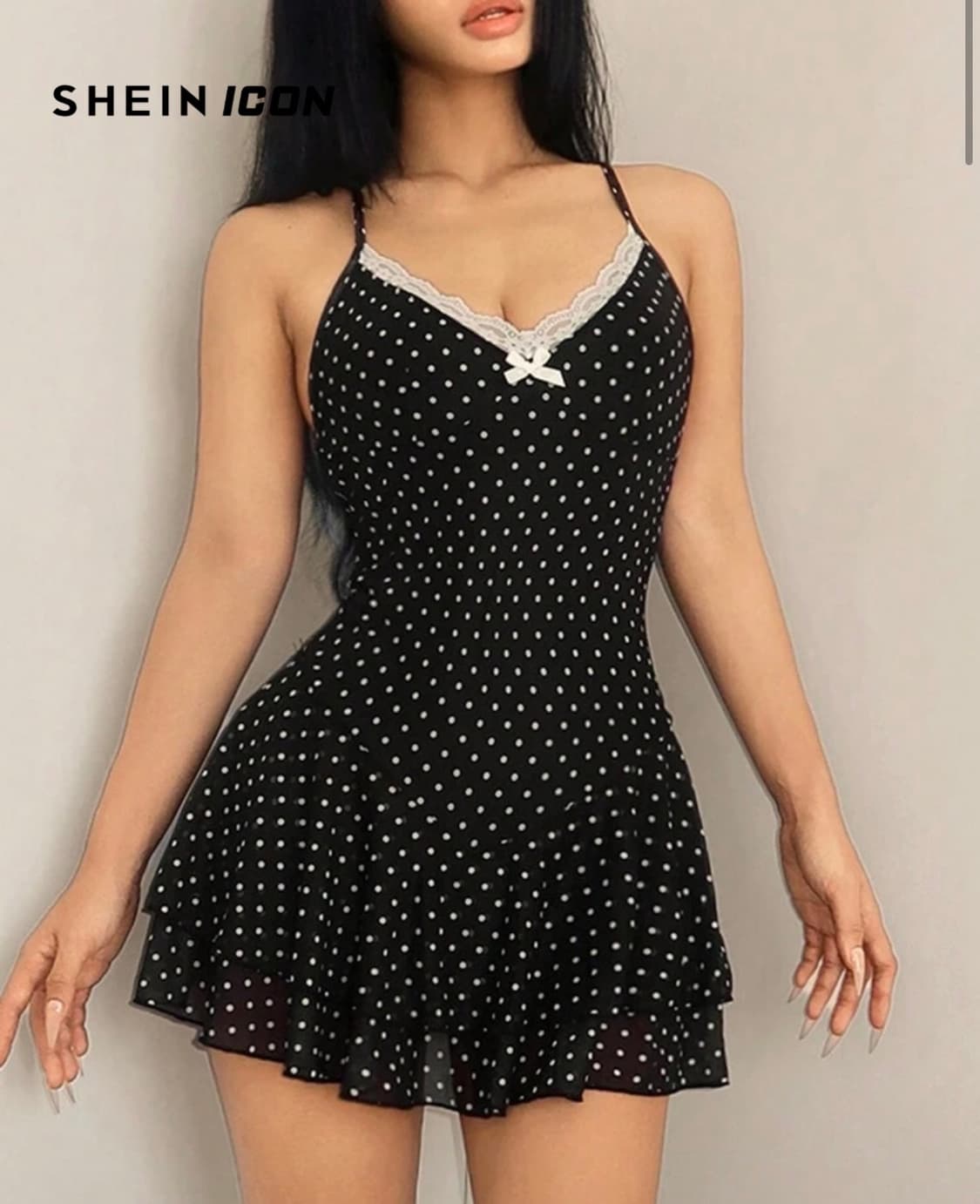 쉬인 도트 레이스 미니 원피스 상품이미지1