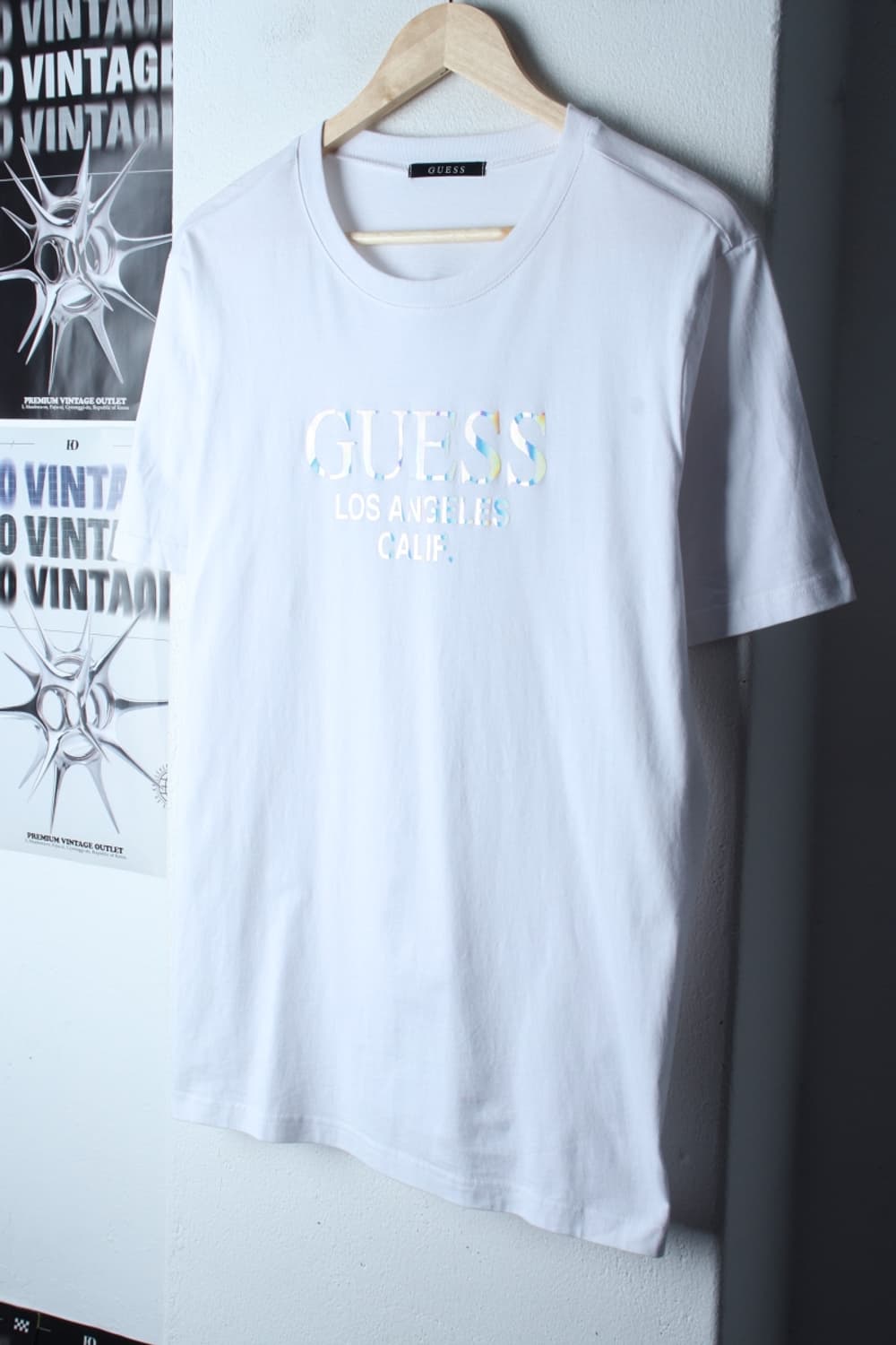 (XL-2XL) 게스 반팔 티셔츠 빅로고 화이트 홀로그램-H31325 상품이미지1