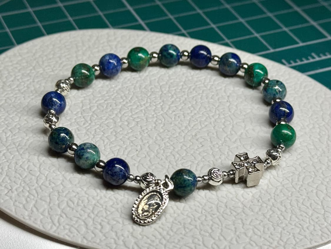 (맞춤) 천연석 공작 라피스라줄리 매듭형 원석 묵주팔찌 상품이미지3