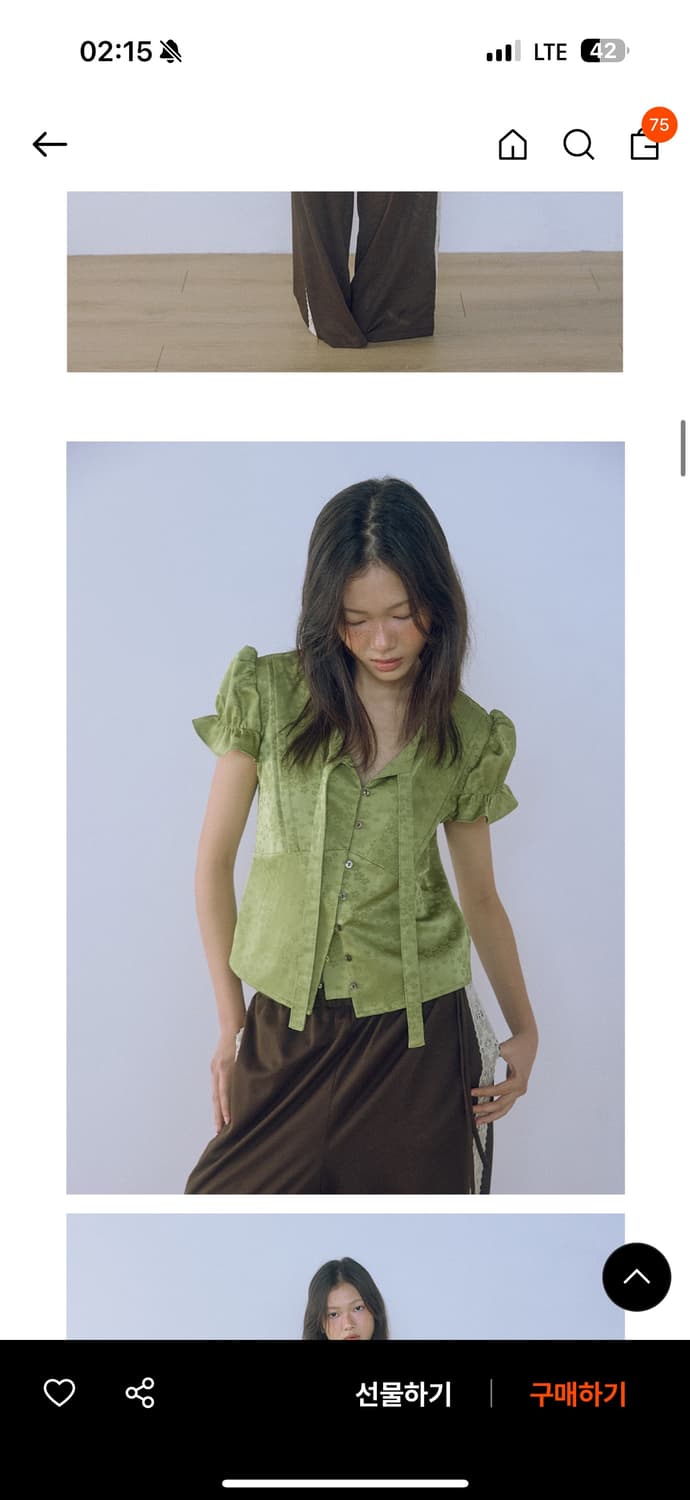 호쿠스포쿠스 타이 블라우스 올리브 그린 상품이미지5