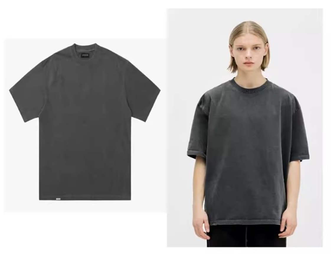 CLASSIC COTTON T-SHIRTS / WASHED BLACK 상품이미지2