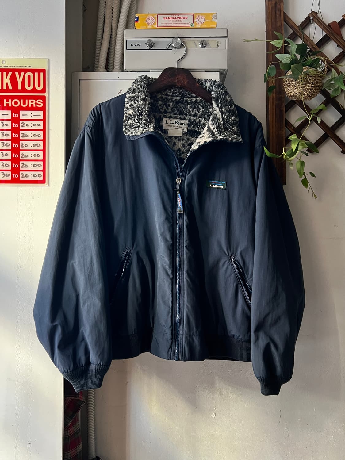 [XL]90's 엘엘빈 USA 딥파일 네이비 웜업 자켓 상품이미지1