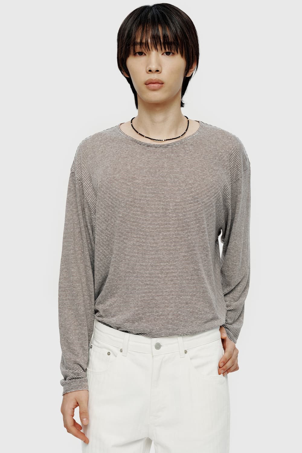 [M] Cut-off Round-neck L/S T-shirt 상품이미지2