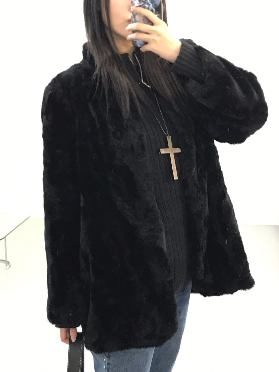 Jpn Black Eco Fur Jacket 상품이미지4