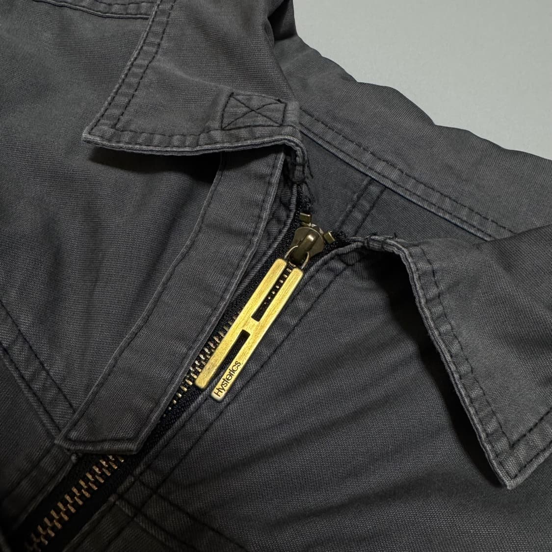 히스테릭글래머 차콜컬러 코튼 스트랩 아일렛 쇼트 밀리터리 자켓 상품이미지4