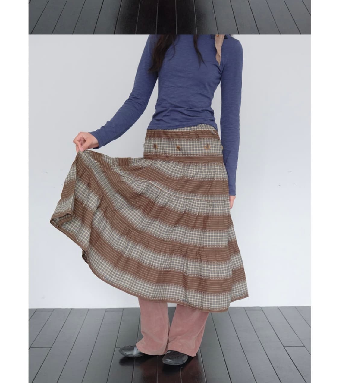 Muwm 무음 투웨이 버튼 셔링 스커트 상품이미지1