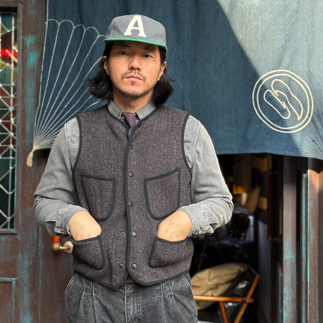 브론슨 1930s 솔트앤페퍼 비치클로스 울 베스트 40 상품이미지7