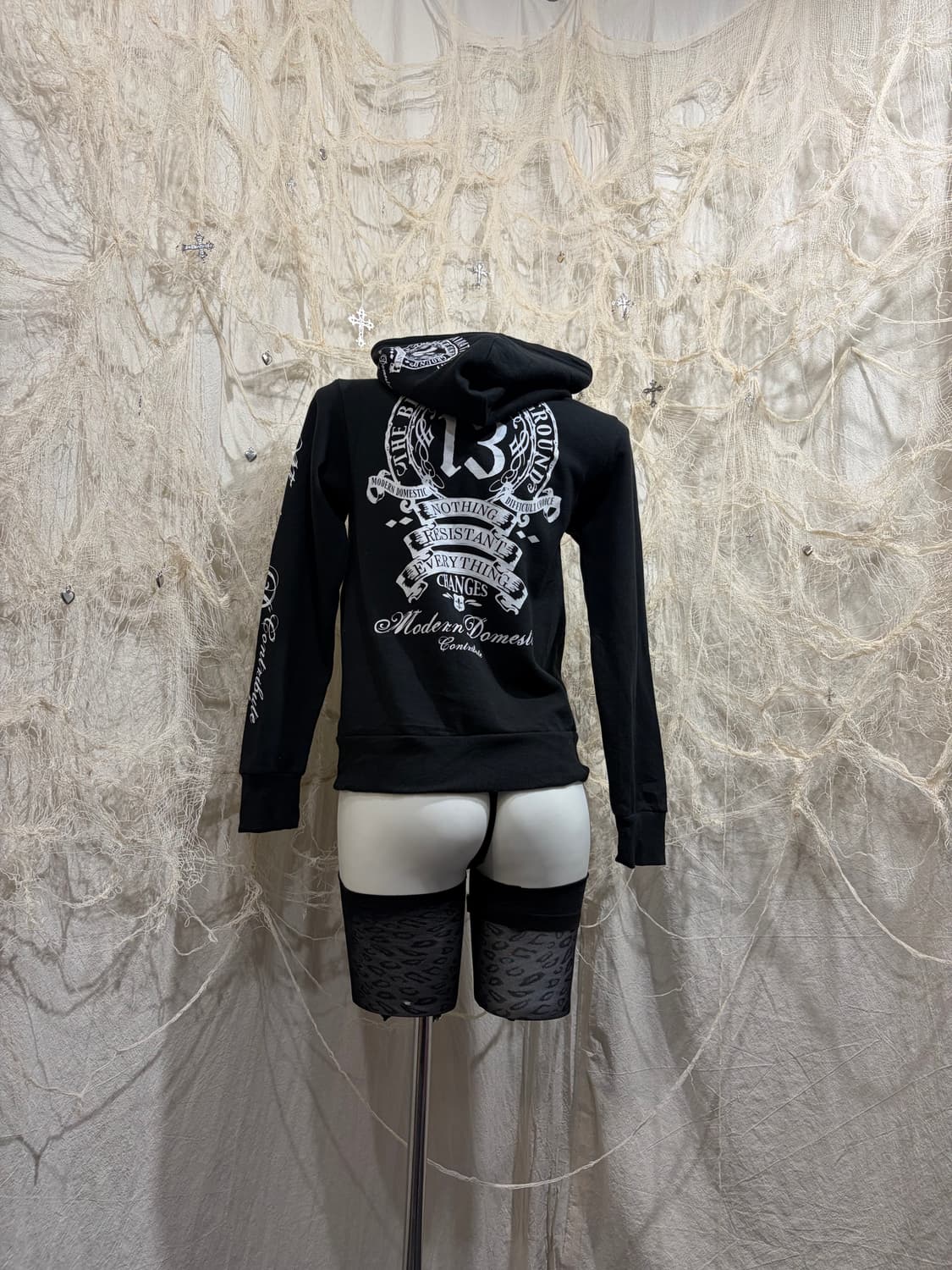 00's skull lettering Glitter hoodie 상품이미지6