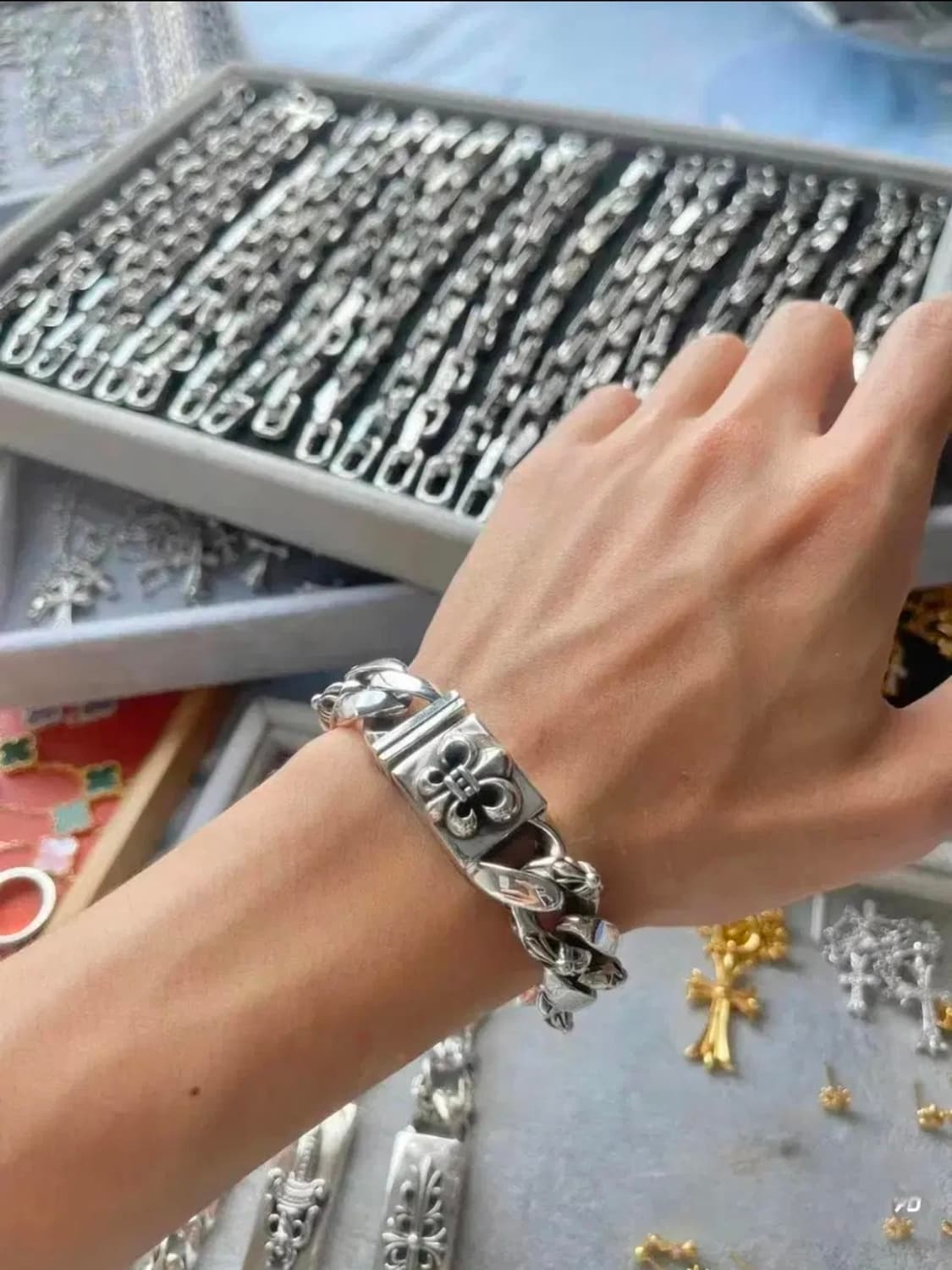 Oceanora 남성용 18mm 프리미엄  헤비 체인 팔찌 상품이미지5