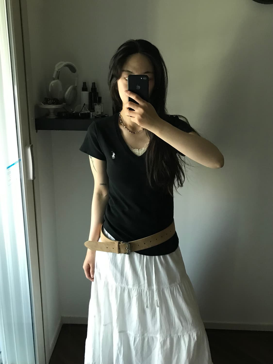 폴로 랄프로렌 포니 로고 블랙 브이넥 반팔티 상품이미지4