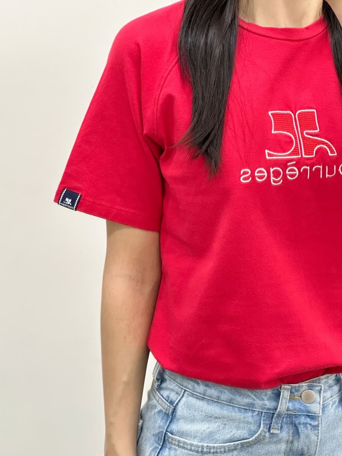 courreges / 꾸레쥬 레드 빅 로고 반팔 티셔츠  상품이미지9