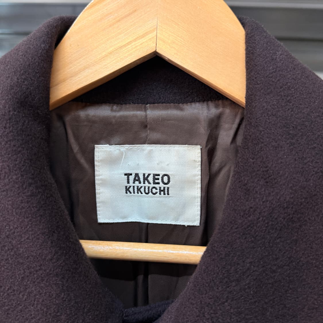 타케오 키쿠치 일본 디자이너 퍼플 버건디 앙고라 캐시미어 혼방 코트 상품이미지6