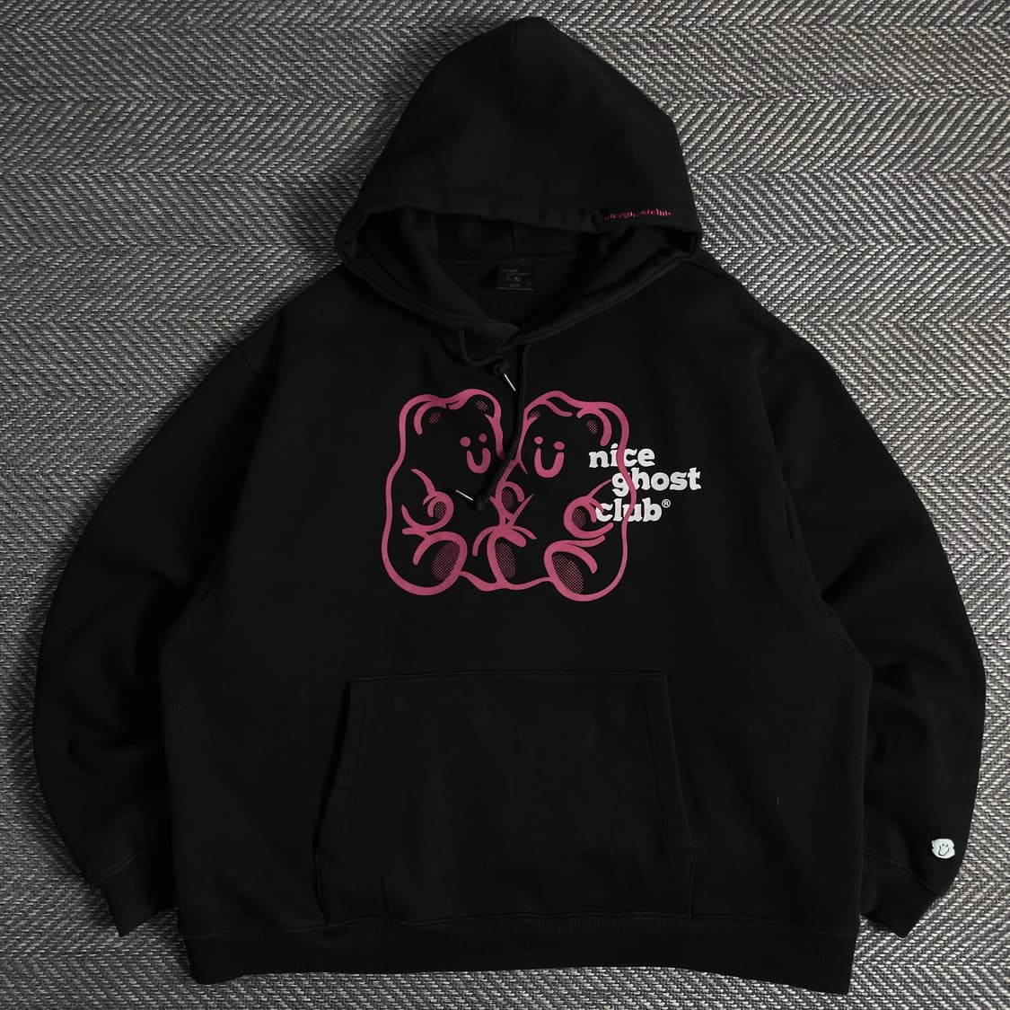 나이스고스트클럽 구미 베어&로고 박시핏 후드 집업 블랙o 5071 상품이미지1