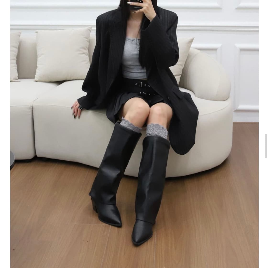 택포)새상품)폴딩 롱부츠/235 피 상품이미지3