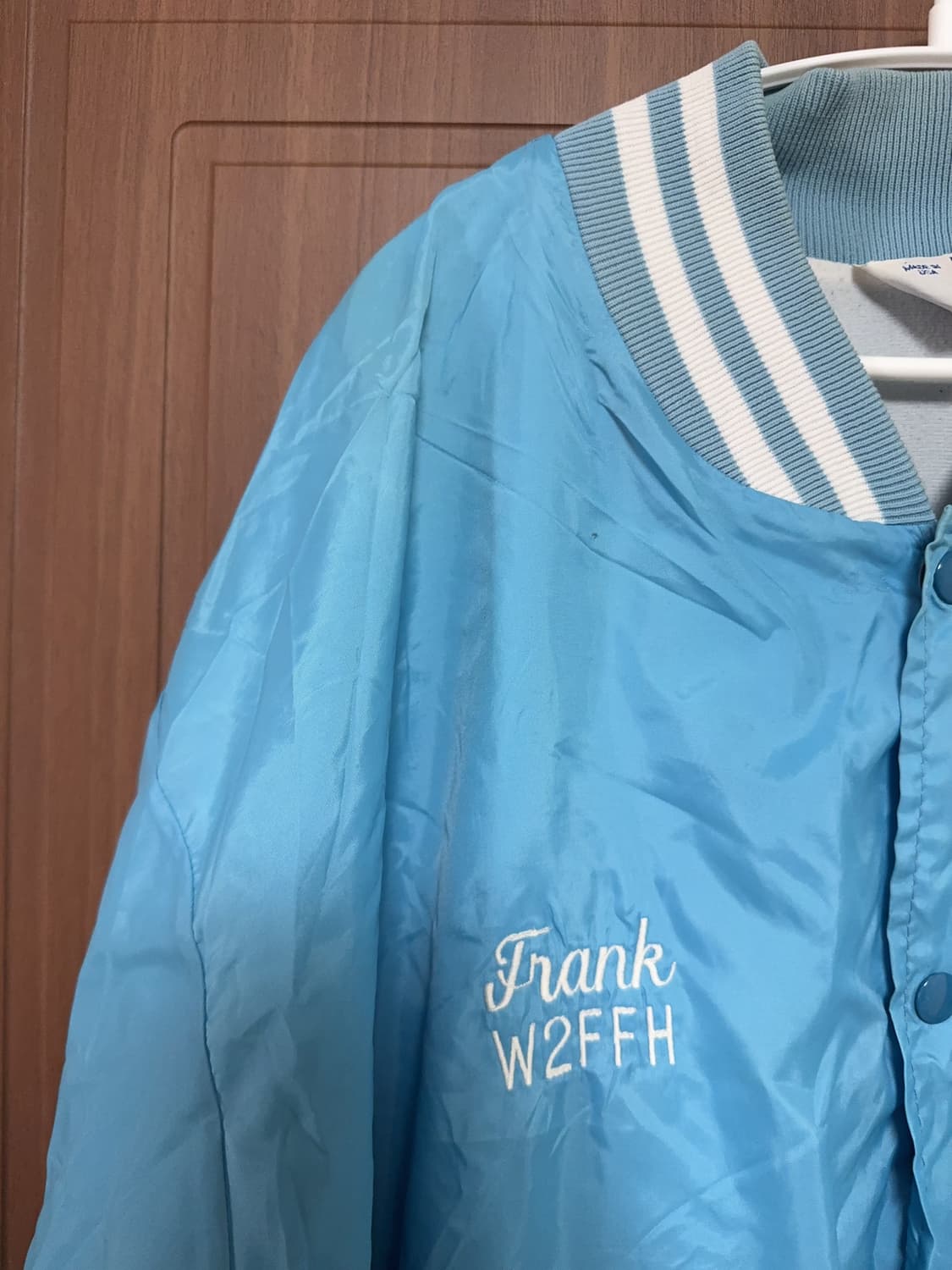 뉴욕 빈티지 서브컬쳐 아노깔 스카이블루 블루종 바시티 자켓 상품이미지2