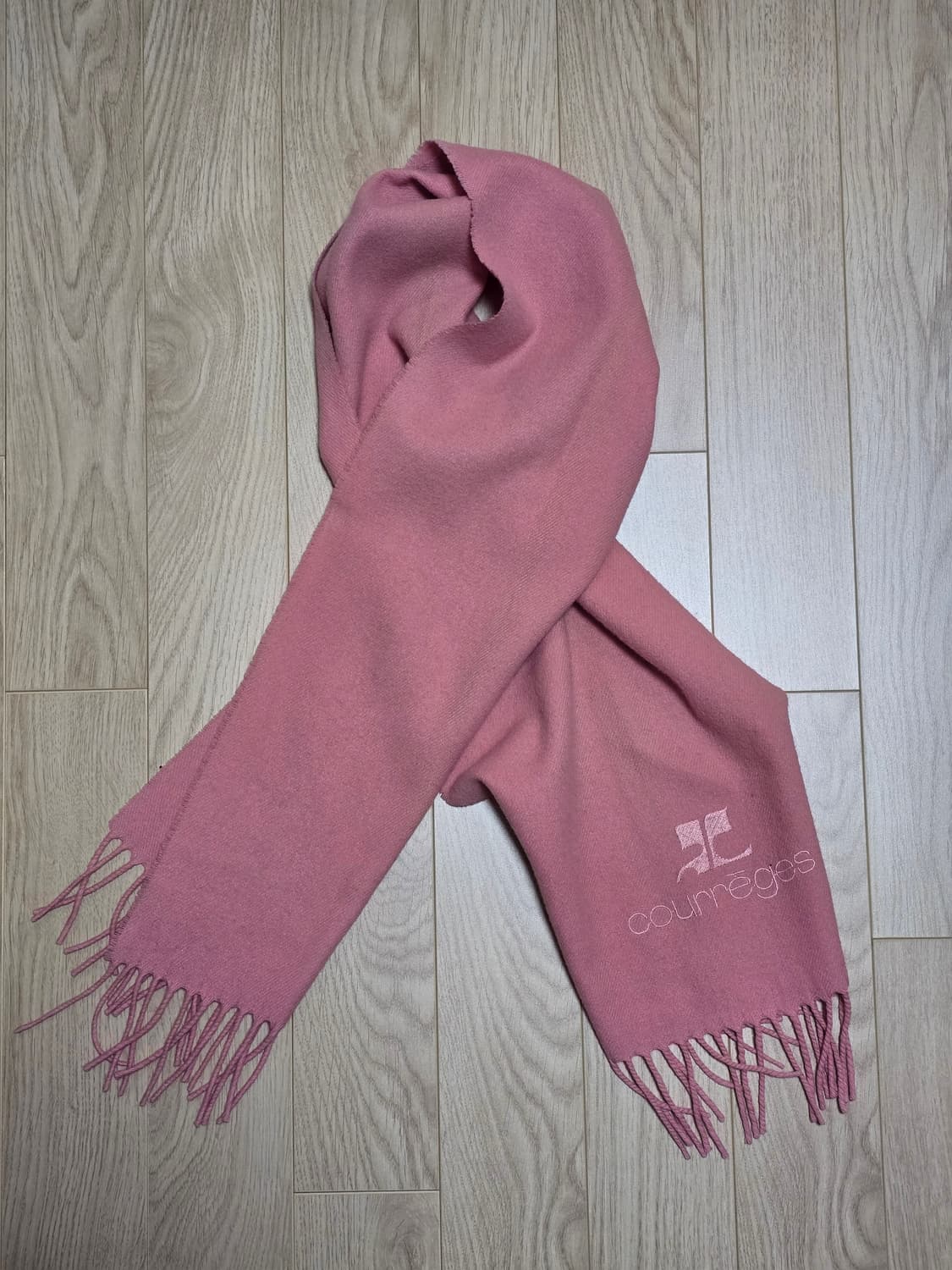 Courreges 꾸레쥬 로고 핑크 울 머플러 상품이미지5