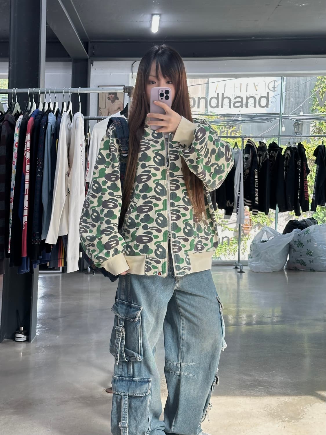 베이프 베이미마일로 카모플라쥬 투웨이 코튼바시티자켓 상품이미지2