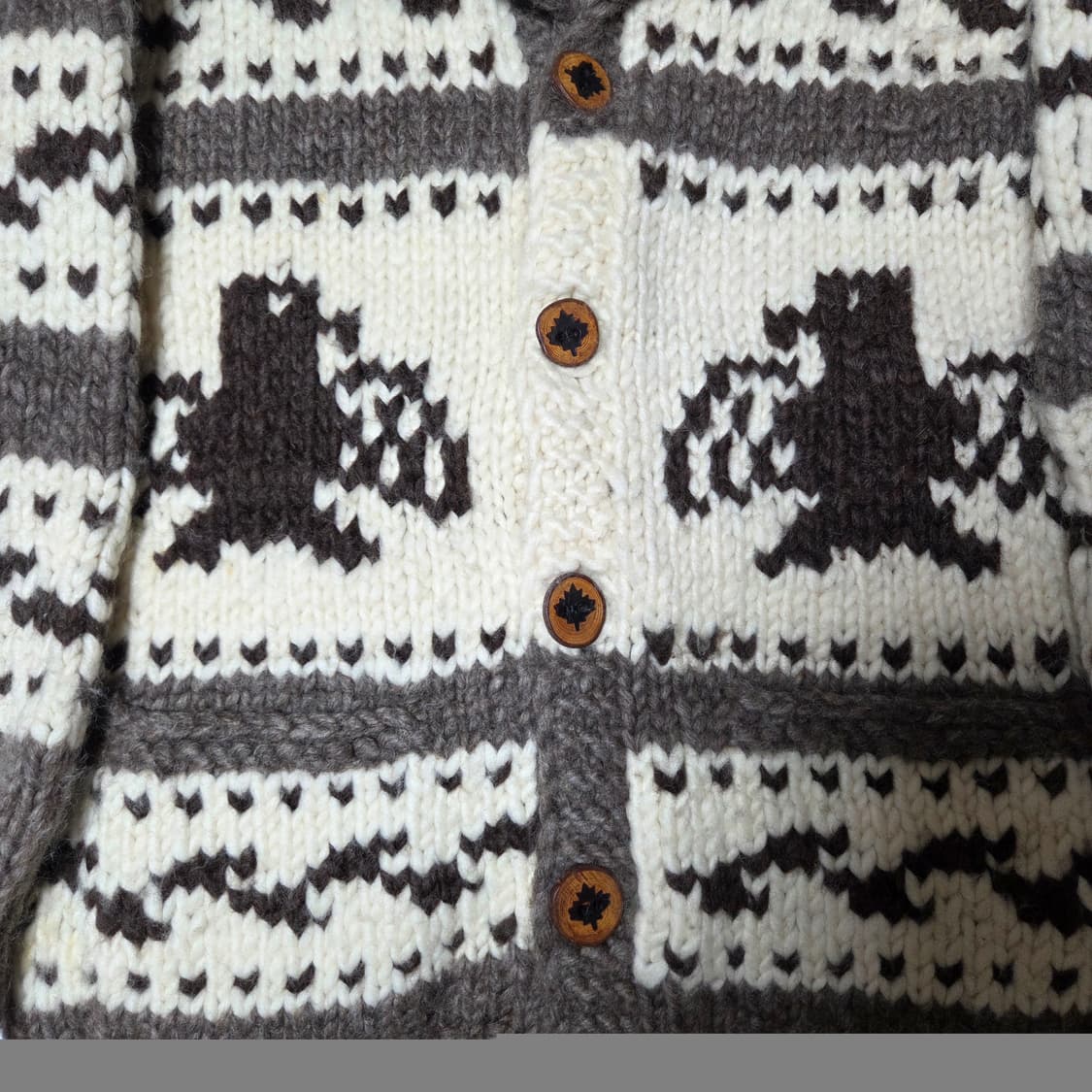 [105]90's NOOTKA 캐나다 헤비울 코위찬 썬더버드 베이지브라운 상품이미지4