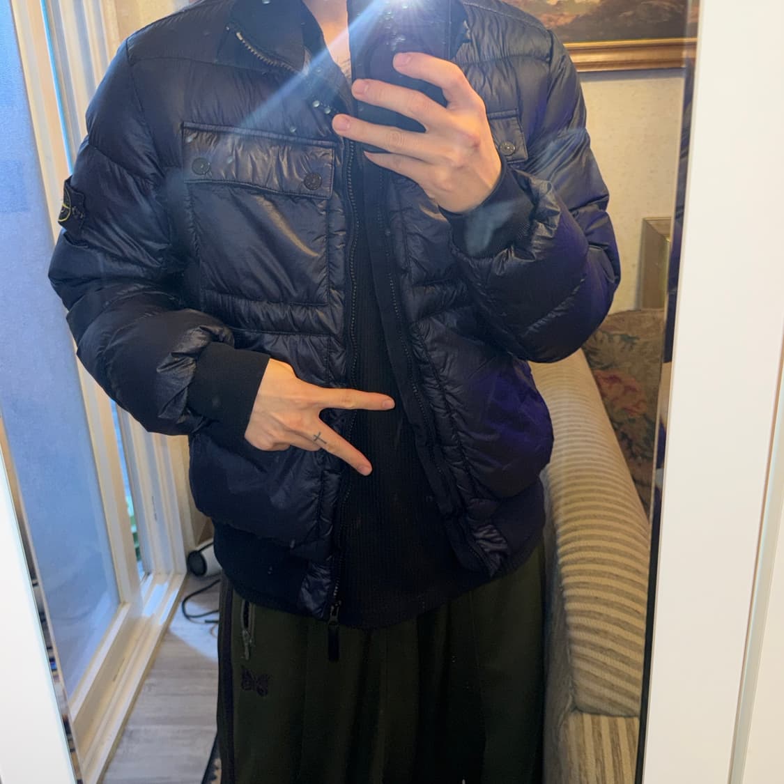 스톤아일랜드 가먼트다잉 숏 패딩 상품이미지9