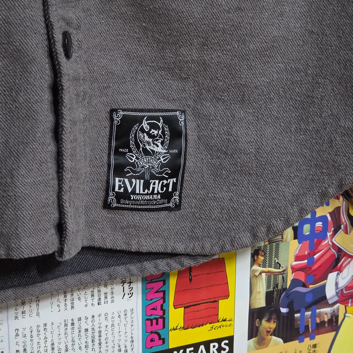 JPN 스컬 자수 그레이 코튼 셔츠 상품이미지7