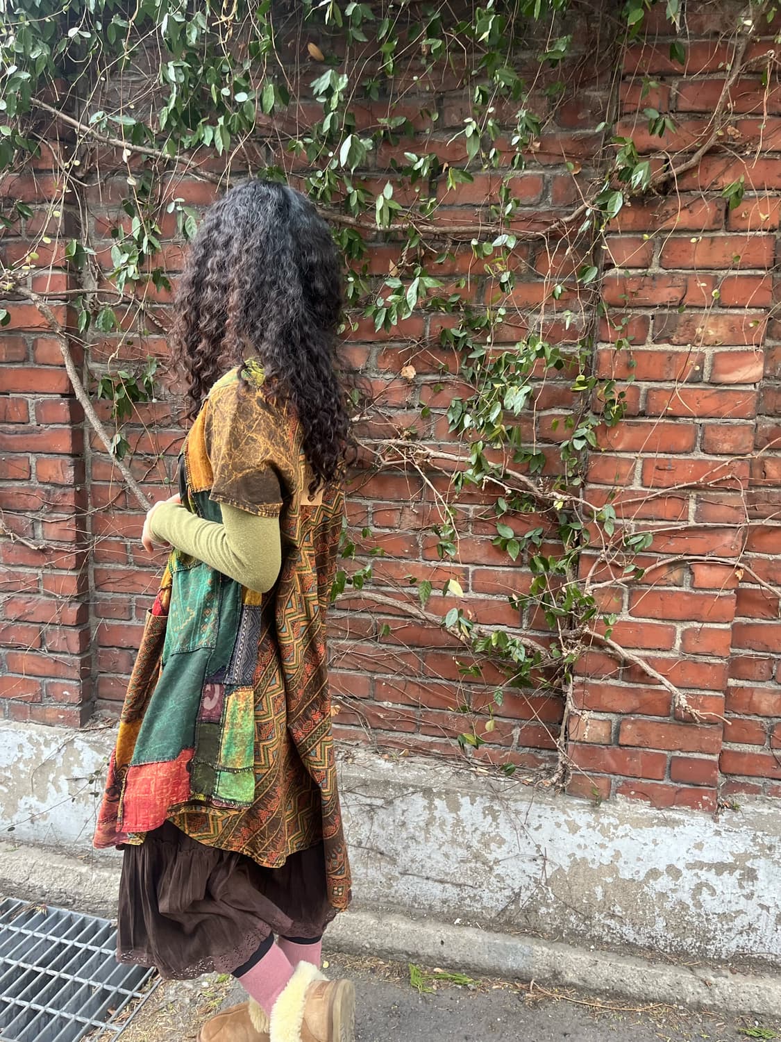 히피 에스닉 패치워크 미디 원피스 상품이미지5