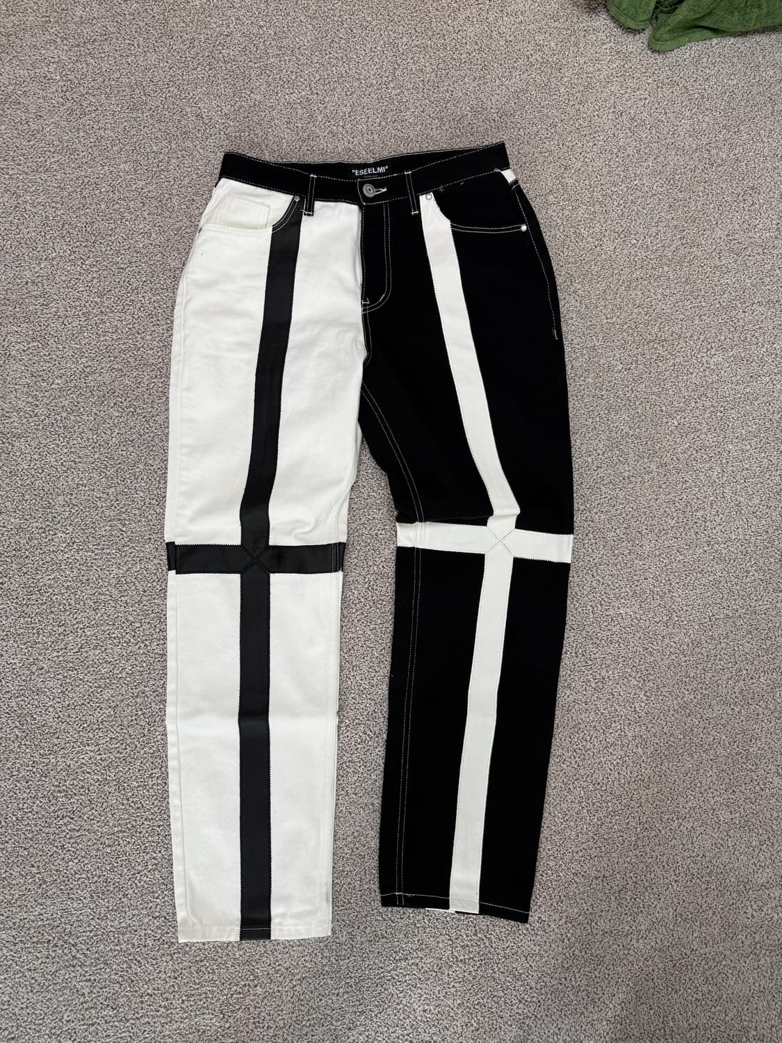 에씰미 레더 라인 데님 팬츠 상품이미지1