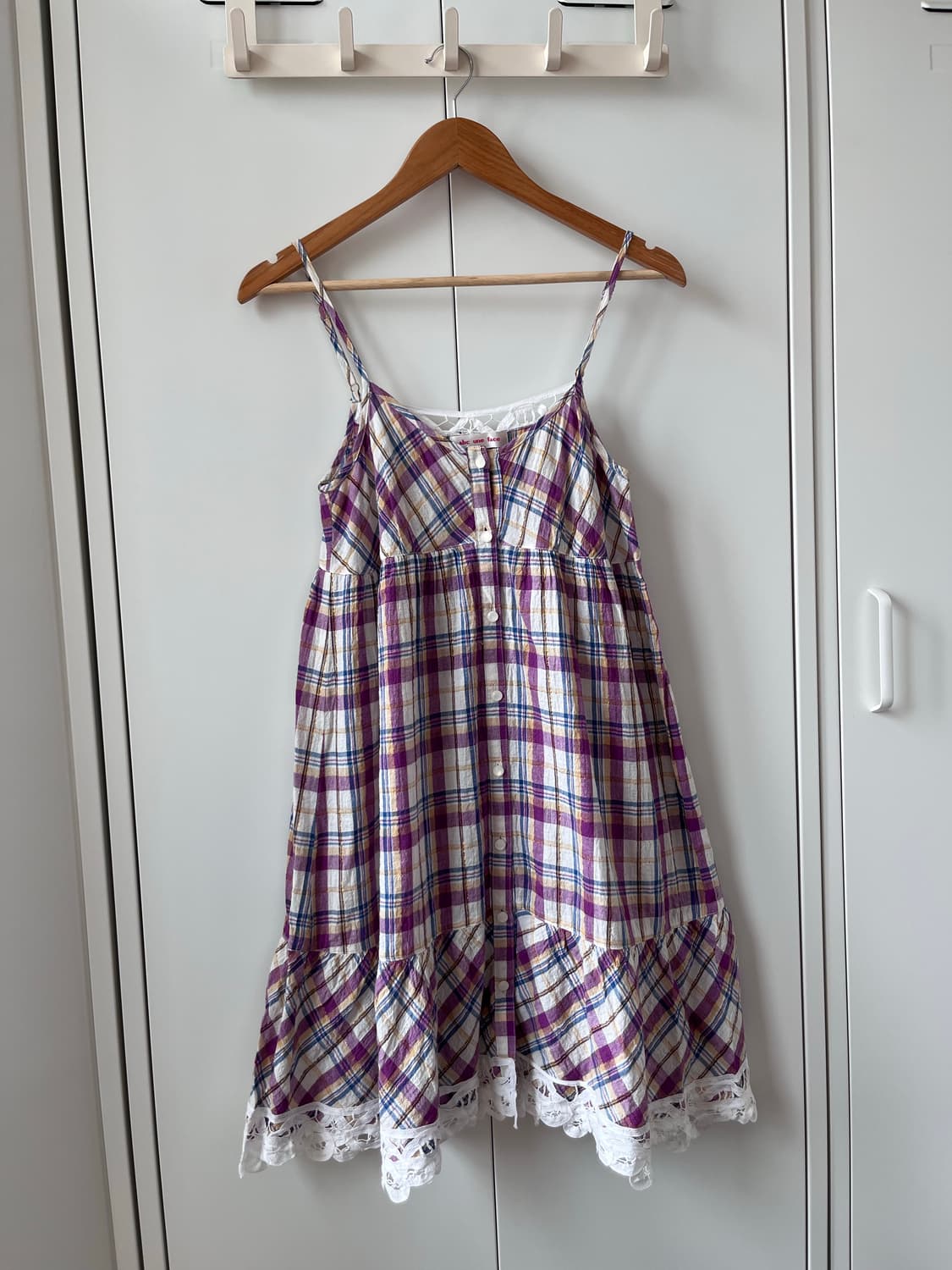 Abc une face 하구미 체크 레이스 뷔스티에 원피스 상품이미지4