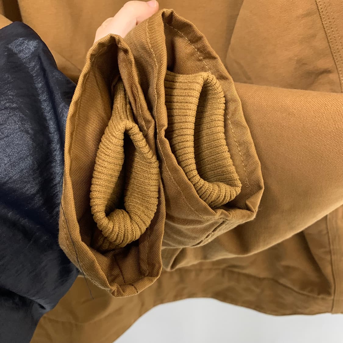 칼하트 빈티지 양털 후드 워크 자켓 카멜 브라운 루즈핏 남녀공용 M 상품이미지9