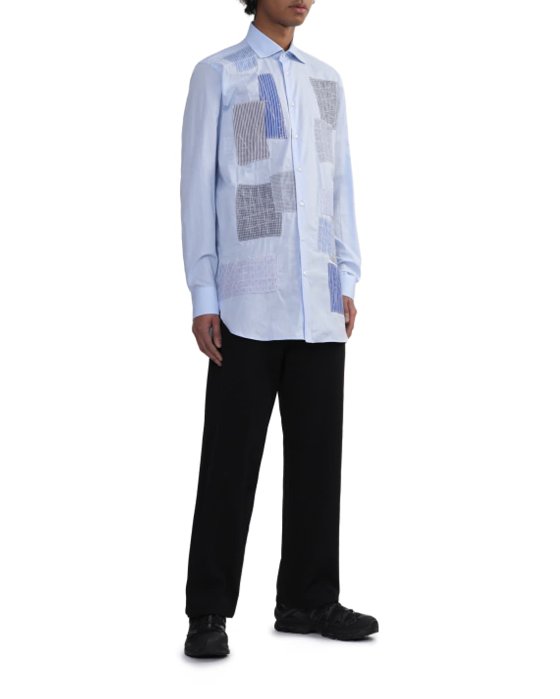 새상품 준야와타나베 믹스패치 스카이블루 셔츠 S/M 상품이미지6