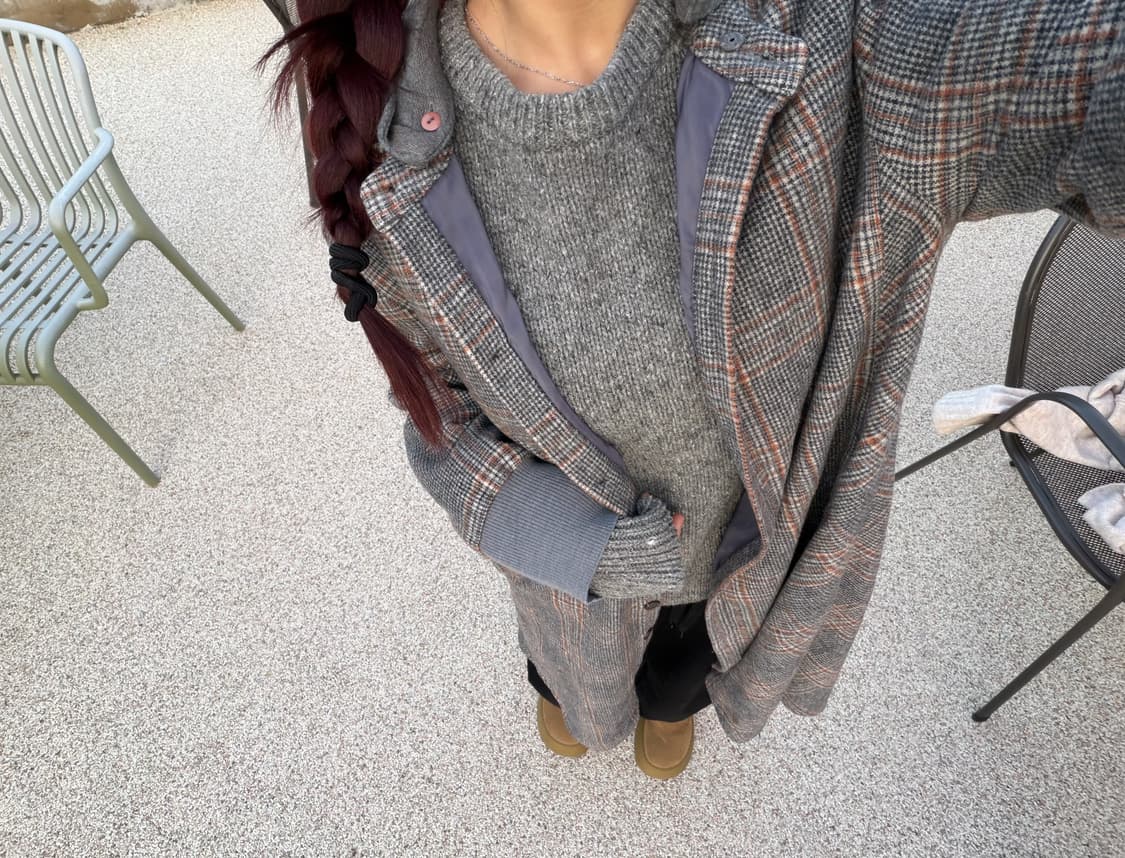 안지크 체크패턴 여성 후드코트(m)  상품이미지10