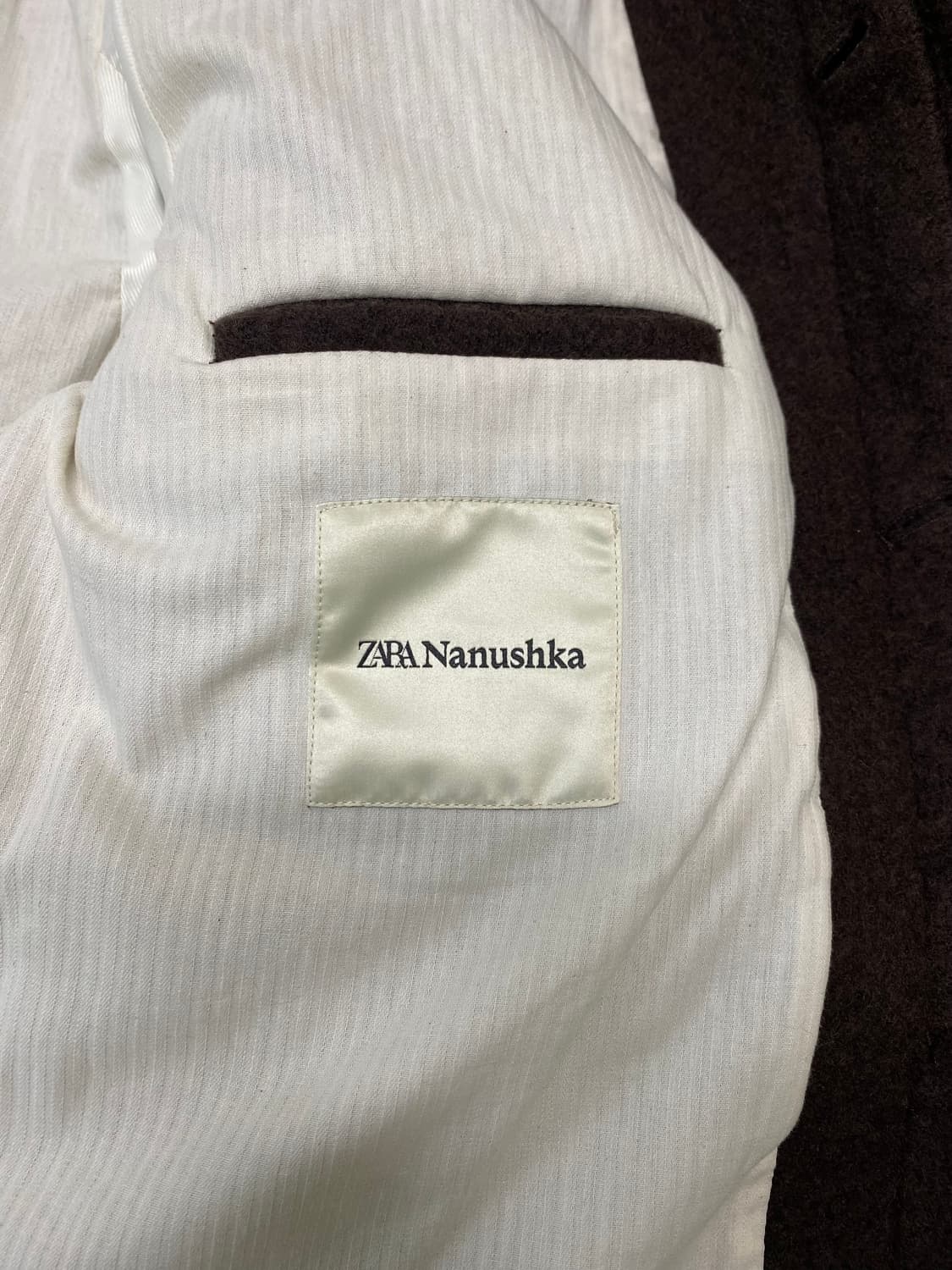 자라 nanushka 크롭 울 자켓 다크브라운 나누시카 상품이미지3