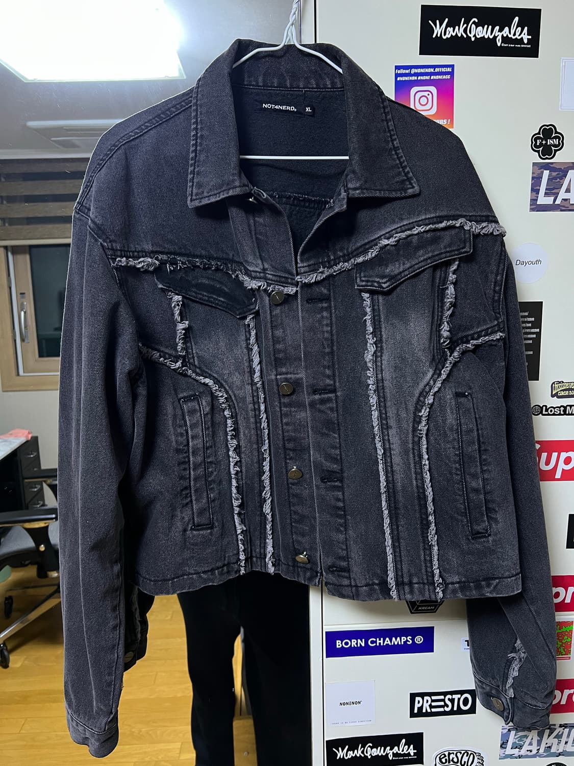 XL낫포너드 크롭 데님 자켓 블랙  상품이미지3