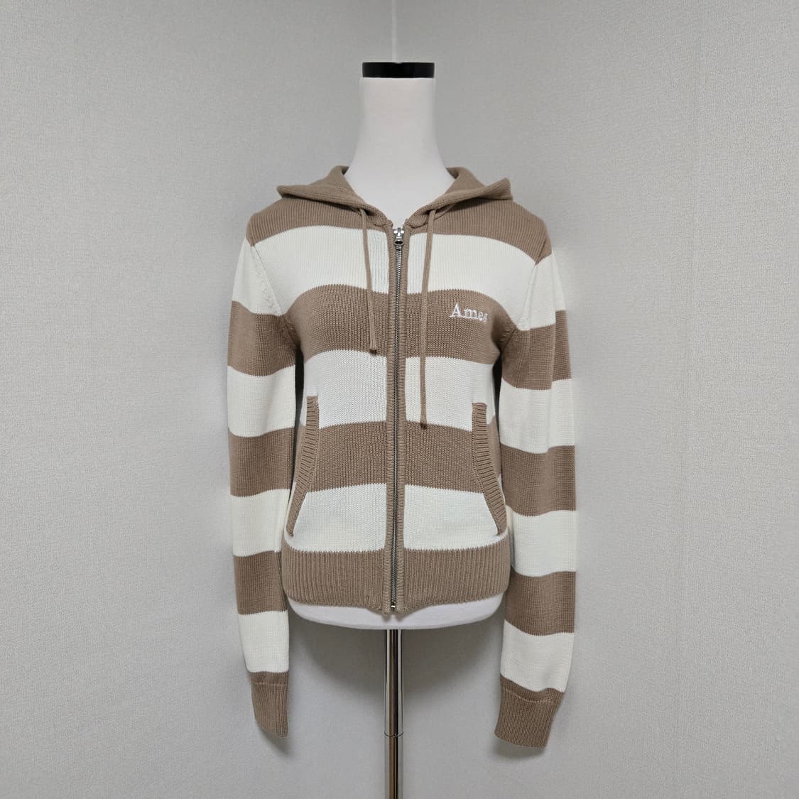 아메스월드와이드 스트라이프 니트 후드집업 / 여성 후드집업/ 여성 니트 상품이미지8