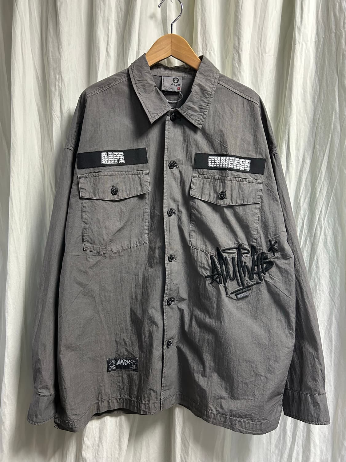 에이프 롱 슬리브 셔츠 블랙 XL 상품이미지1