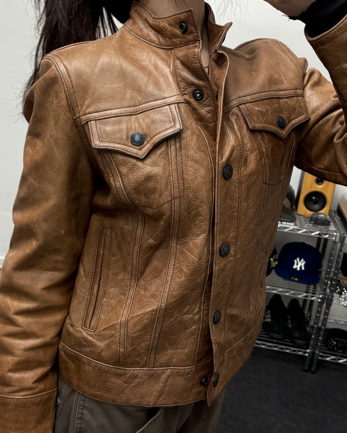 갭 브라운 레더 트러커 자켓 상품이미지2