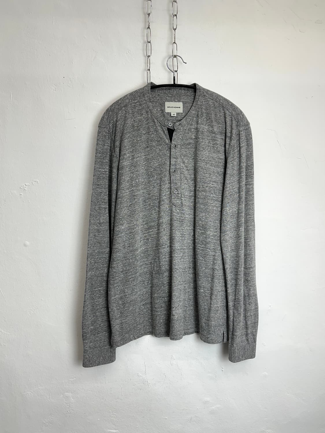 SOLID HOMME Melange Grey Henley Neck Tee 상품이미지2