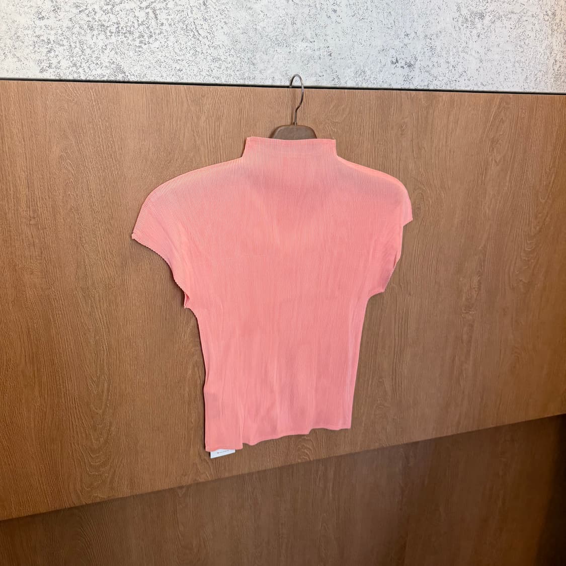 빈티지 하프넥 플리츠 블라우스 캡소매 디테일 슬림핏 핑크 상품이미지2