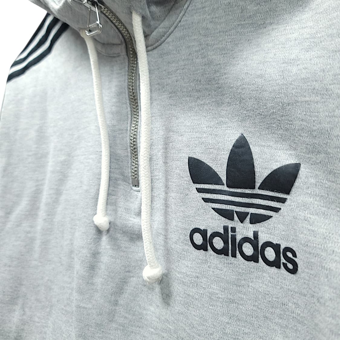 [90] 아디다스 그레이&블랙라인 트레포일 테리 반집업 후드 상품이미지4