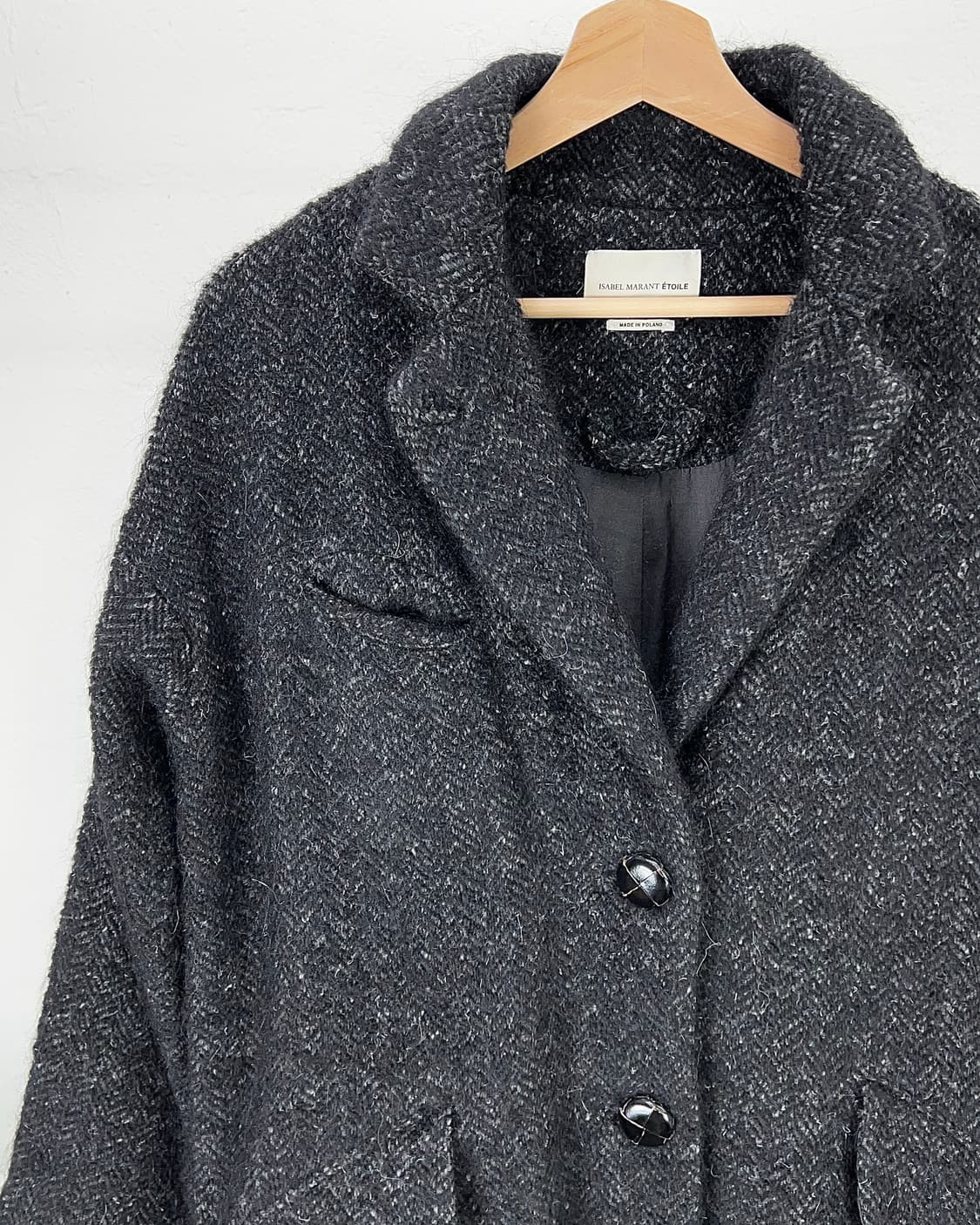 이자벨 마랑 에뚜왈 블랙 헤링본 울 싱글 코트 상품이미지2