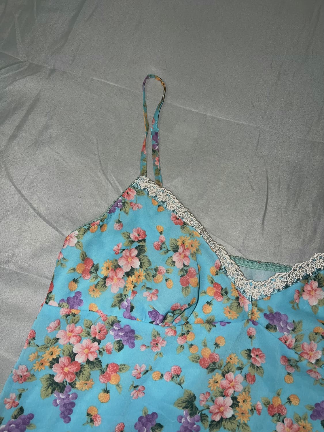 ✨vintage flower pattern sleeveless 하늘✨ 상품이미지4