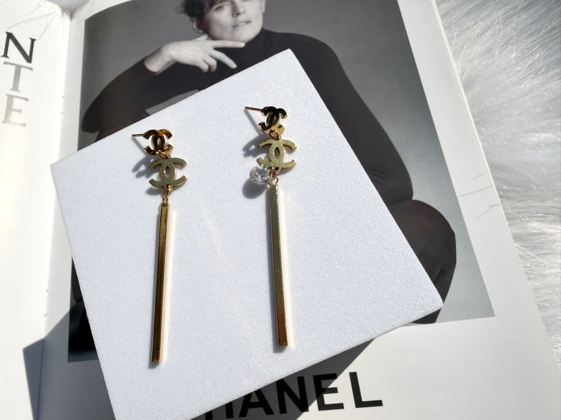 샤넬 레이어드 드롭 이어링 골드 상품이미지8