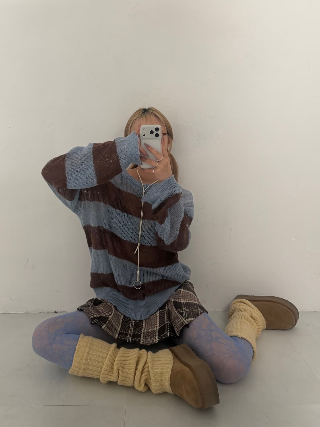 루즈핏 단가라 니트 상품이미지1